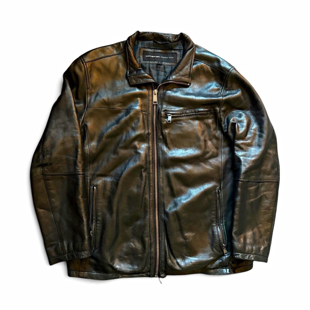 vintage Marc New York by Andrew Marc lambskin black leather jacket  Size Large